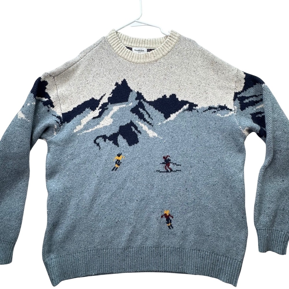 New Goodfellow & Co Scenic Mountain Ski Sweater Mens XXL Blue Knit Pullover